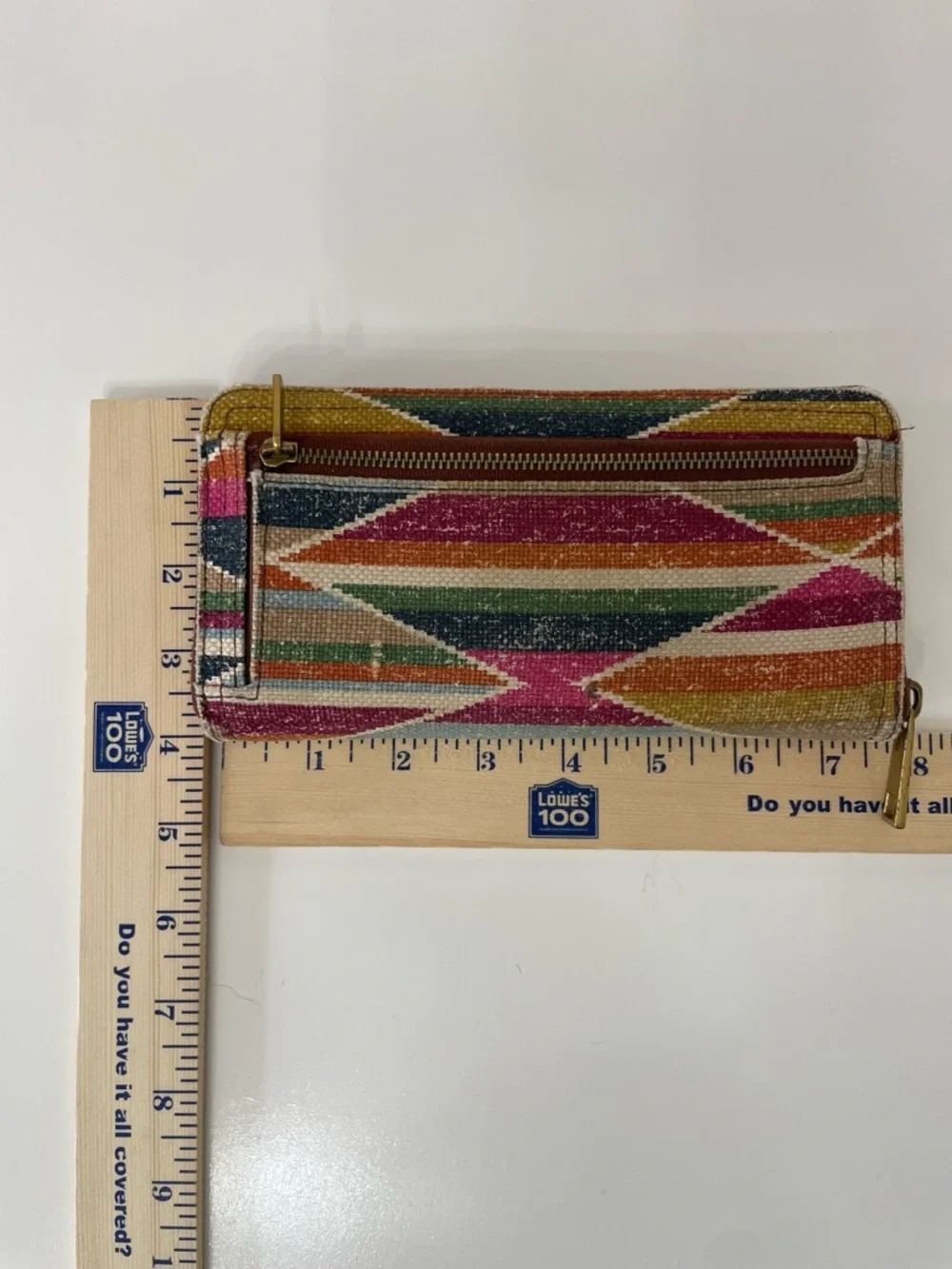 Fossil Multicolor Aztec Geometric Fabric Zip Around Wallet Boho Cottagecore